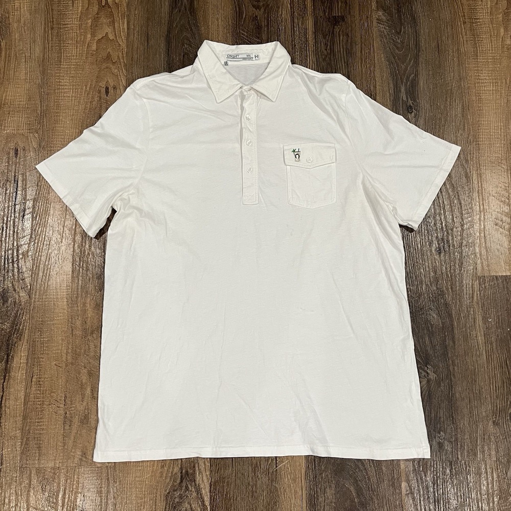 Criquet Pocket Polo Shirt Mens XXL Organic Cotton White